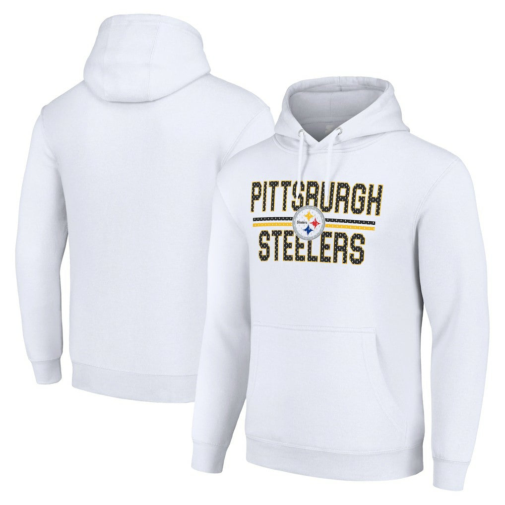 Pittsburgh Steelers Starter Unisex Team Mesh Print Graphic Tri-Blend Pullover Hoodie - White Hoodies