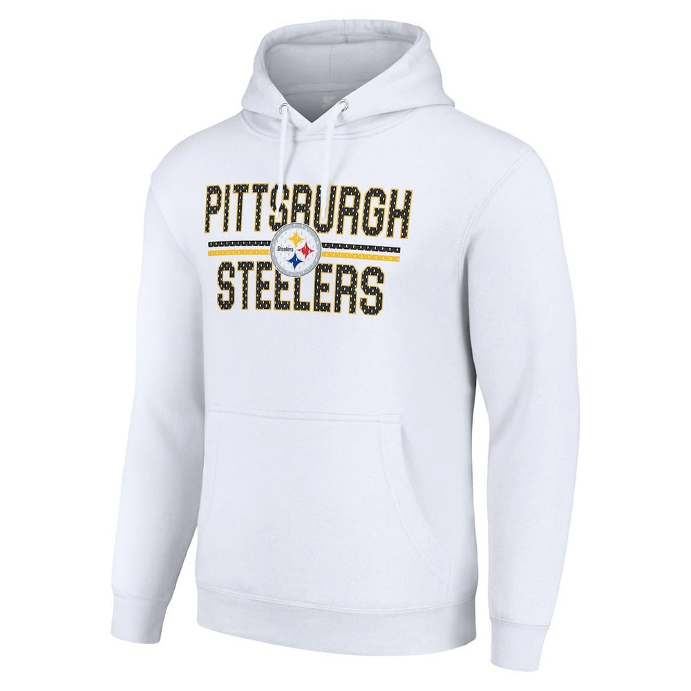 Pittsburgh Steelers Starter Unisex Team Mesh Print Graphic Tri-Blend Pullover Hoodie - White Hoodies