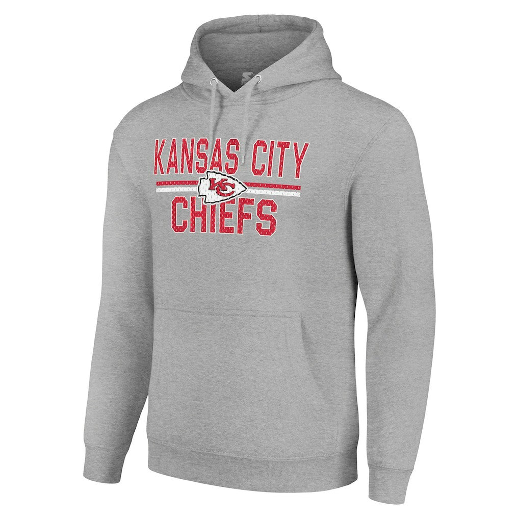 Kansas City Chiefs Starter Unisex Team Mesh Print Graphic Tri-Blend Pullover Hoodie - Heather Gray Hoodies