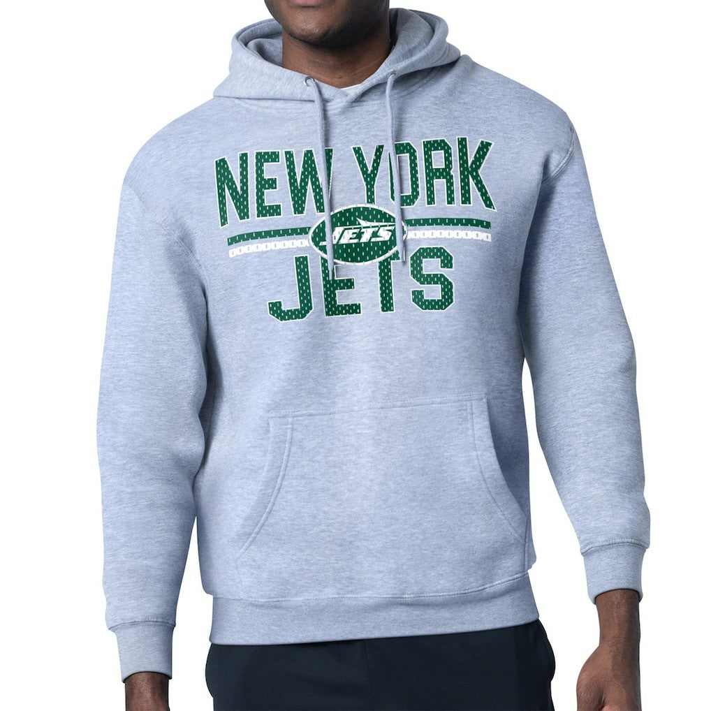 New York Jets Starter Unisex Team Mesh Print Graphic Tri-Blend Pullover Hoodie - Heather Gray Hoodies