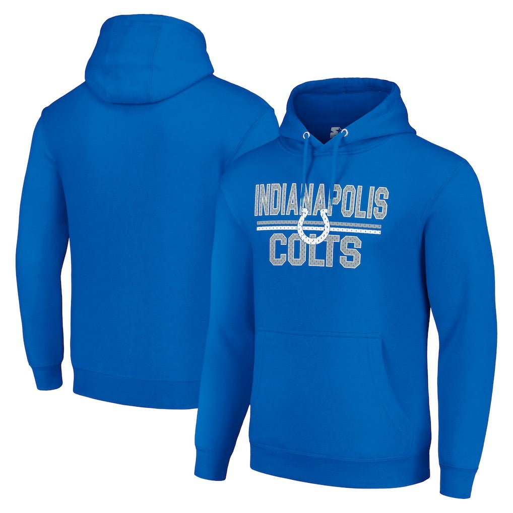 Indianapolis Colts Starter Unisex Team Mesh Print Graphic Tri-Blend Pullover Hoodie - Royal Hoodies