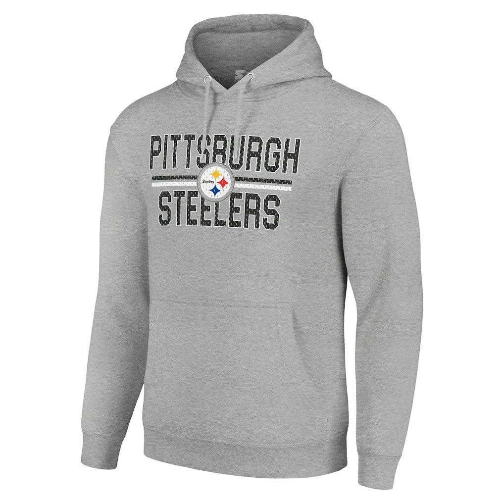 Pittsburgh Steelers Starter Unisex Team Mesh Print Graphic Tri-Blend Pullover Hoodie - Heather Gray Hoodies