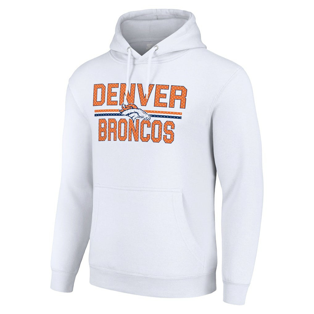 Denver Broncos Starter Unisex Team Mesh Print Graphic Tri-Blend Pullover Hoodie - White Hoodies