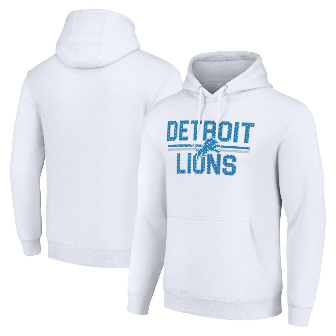 Detroit Lions Starter Unisex Team Mesh Print Graphic Tri-Blend Pullover Hoodie - White Hoodies