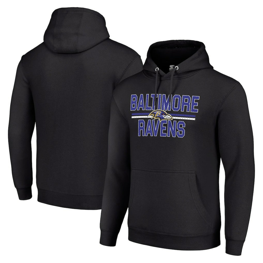 Baltimore Ravens Starter Unisex Team Mesh Print Graphic Tri-Blend Pullover Hoodie - Black Hoodies