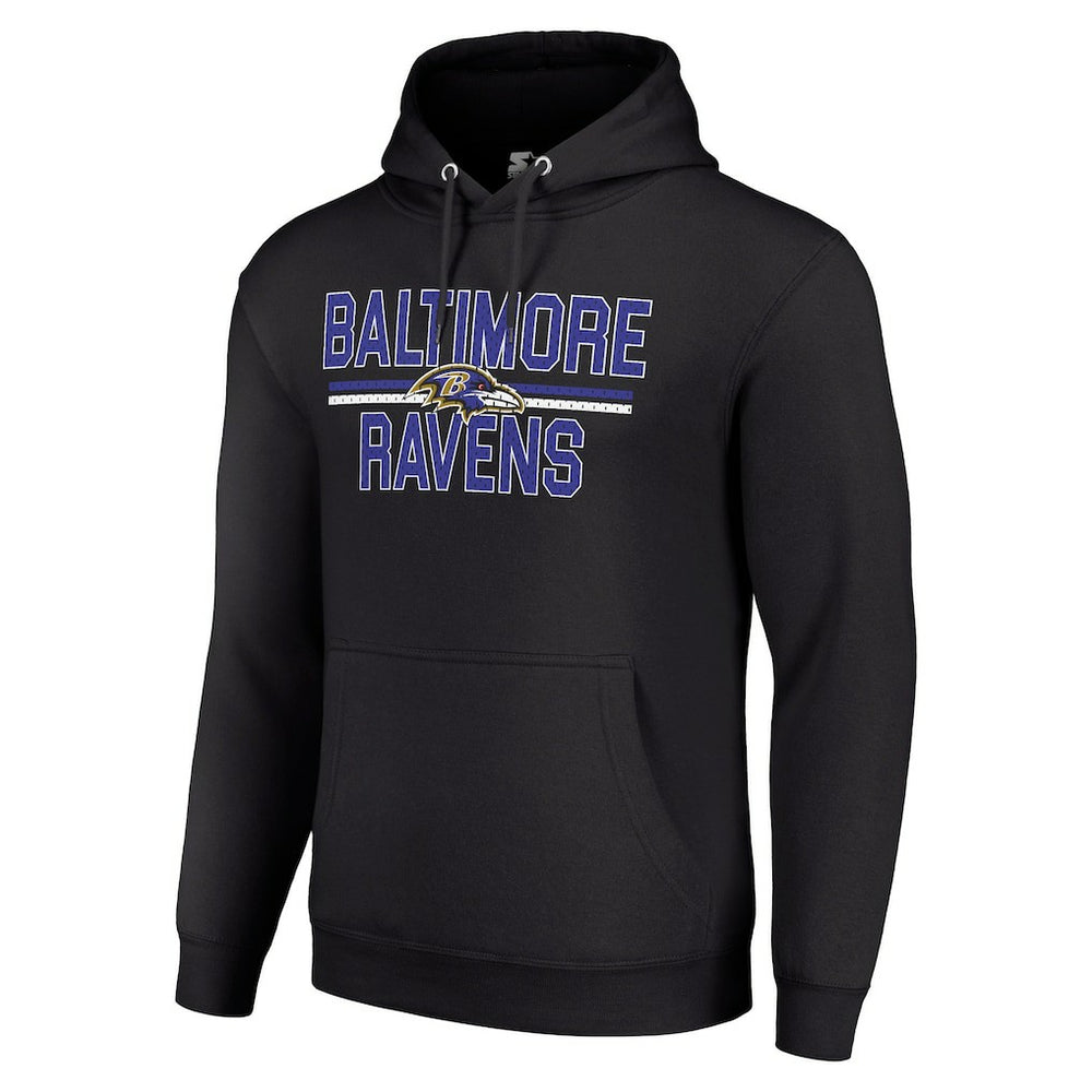 Baltimore Ravens Starter Unisex Team Mesh Print Graphic Tri-Blend Pullover Hoodie - Black Hoodies