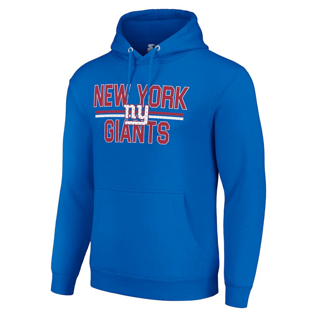 New York Giants Starter Unisex Team Mesh Print Graphic Tri-Blend Pullover Hoodie - Royal Hoodies