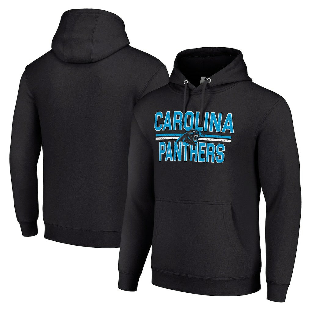 Carolina Panthers Starter Unisex Team Mesh Print Graphic Tri-Blend Pullover Hoodie - Black Hoodies