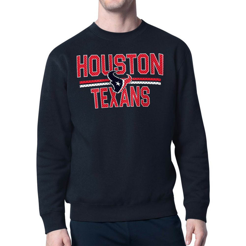 Houston Texans Starter Team Mesh Print Graphic Pullover Sweatshirt - Navy Pullover