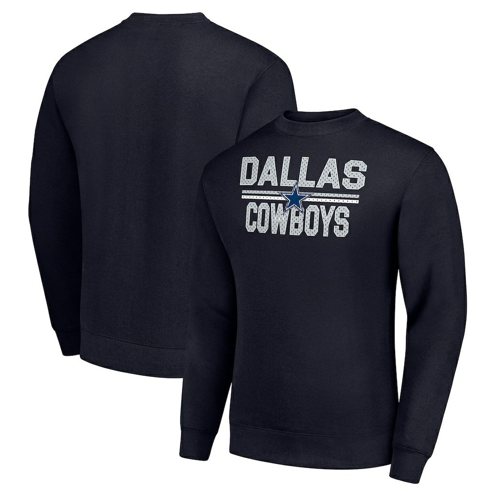 Dallas Cowboys Starter Team Mesh Print Graphic Pullover Sweatshirt - Navy Pullover