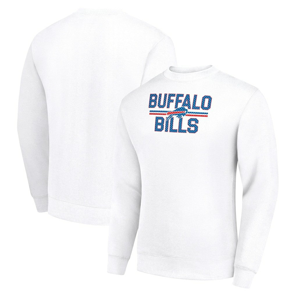 Buffalo Bills Starter Team Mesh Print Graphic Pullover Sweatshirt - White Pullover