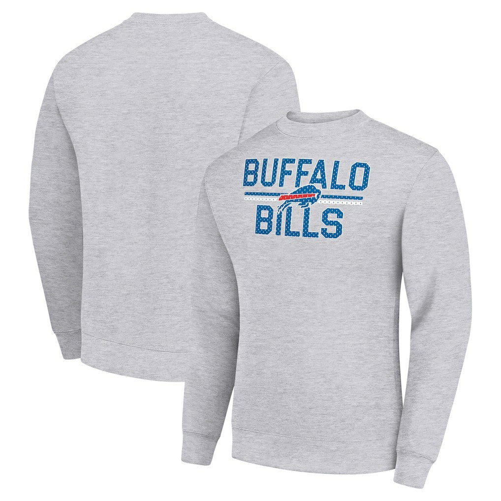 Buffalo Bills Starter Team Mesh Print Graphic Pullover Sweatshirt - Heather Gray Pullover