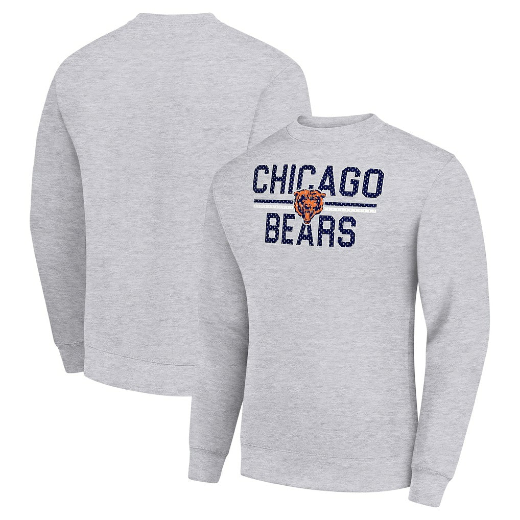 Chicago Bears Starter Team Mesh Print Graphic Pullover Sweatshirt - Heather Gray Pullover