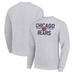 Chicago Bears Starter Team Mesh Print Graphic Pullover Sweatshirt - Heather Gray Pullover