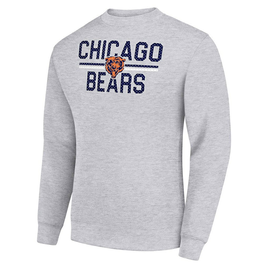 Chicago Bears Starter Team Mesh Print Graphic Pullover Sweatshirt - Heather Gray Pullover