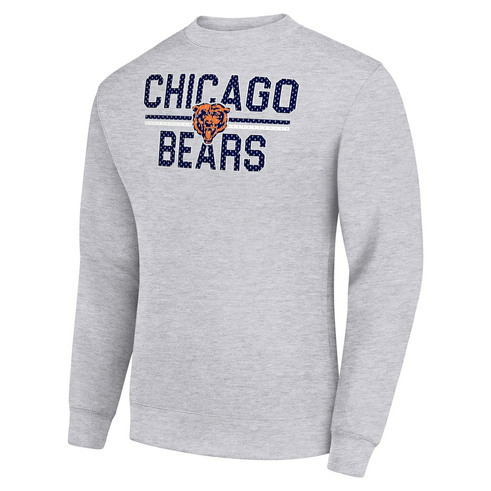 Chicago Bears Starter Team Mesh Print Graphic Pullover Sweatshirt - Heather Gray Pullover