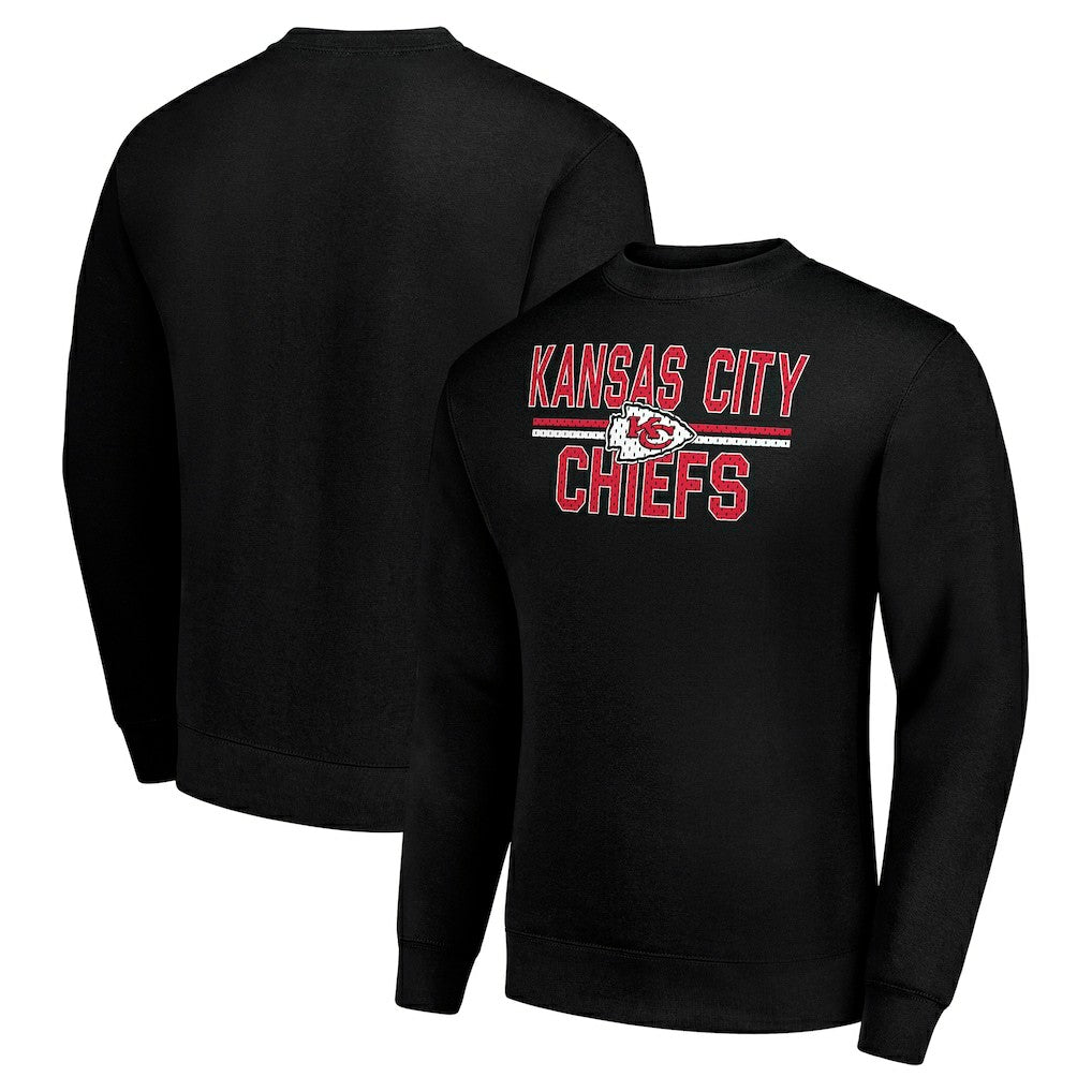 Kansas City Chiefs Starter Team Mesh Print Graphic Pullover Sweatshirt - Black Pullover