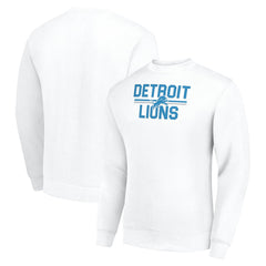 Detroit Lions Starter Team Mesh Print Graphic Pullover Sweatshirt - White Pullover