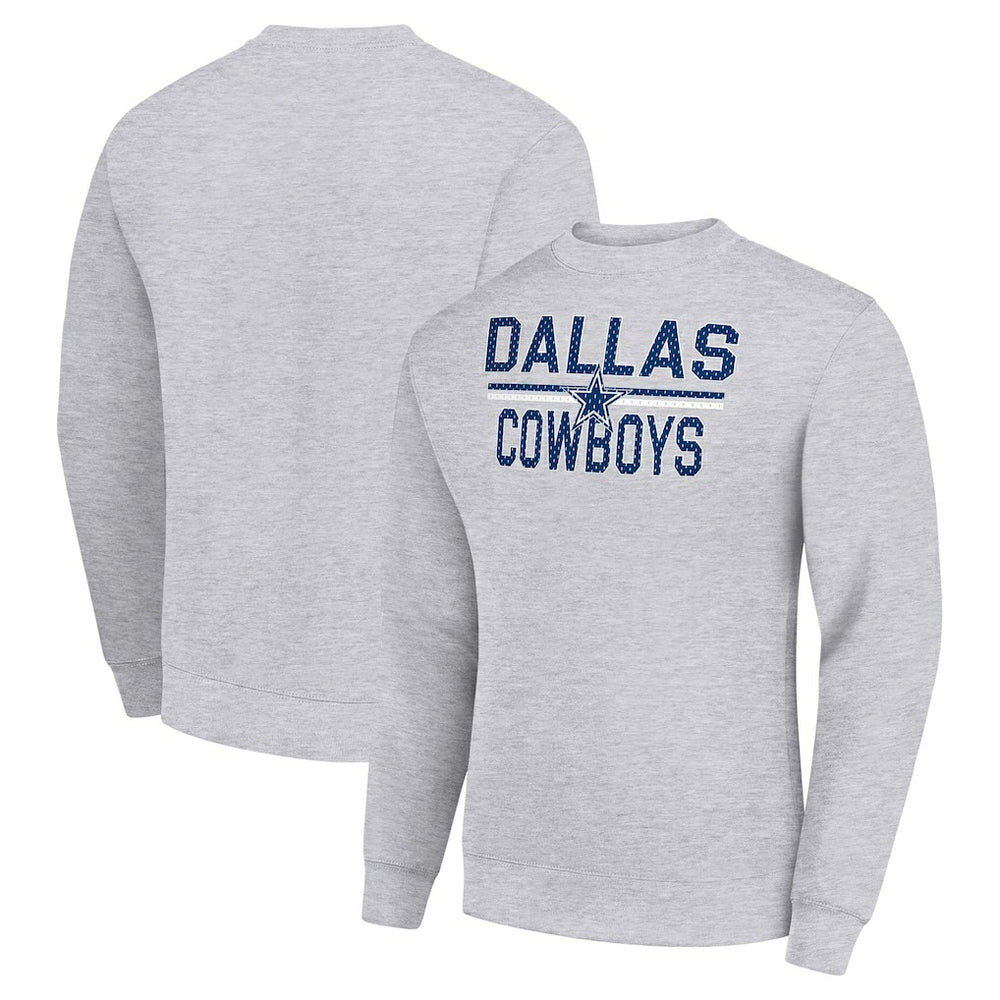 Dallas Cowboys Starter Team Mesh Print Graphic Pullover Sweatshirt - Heather Gray Pullover