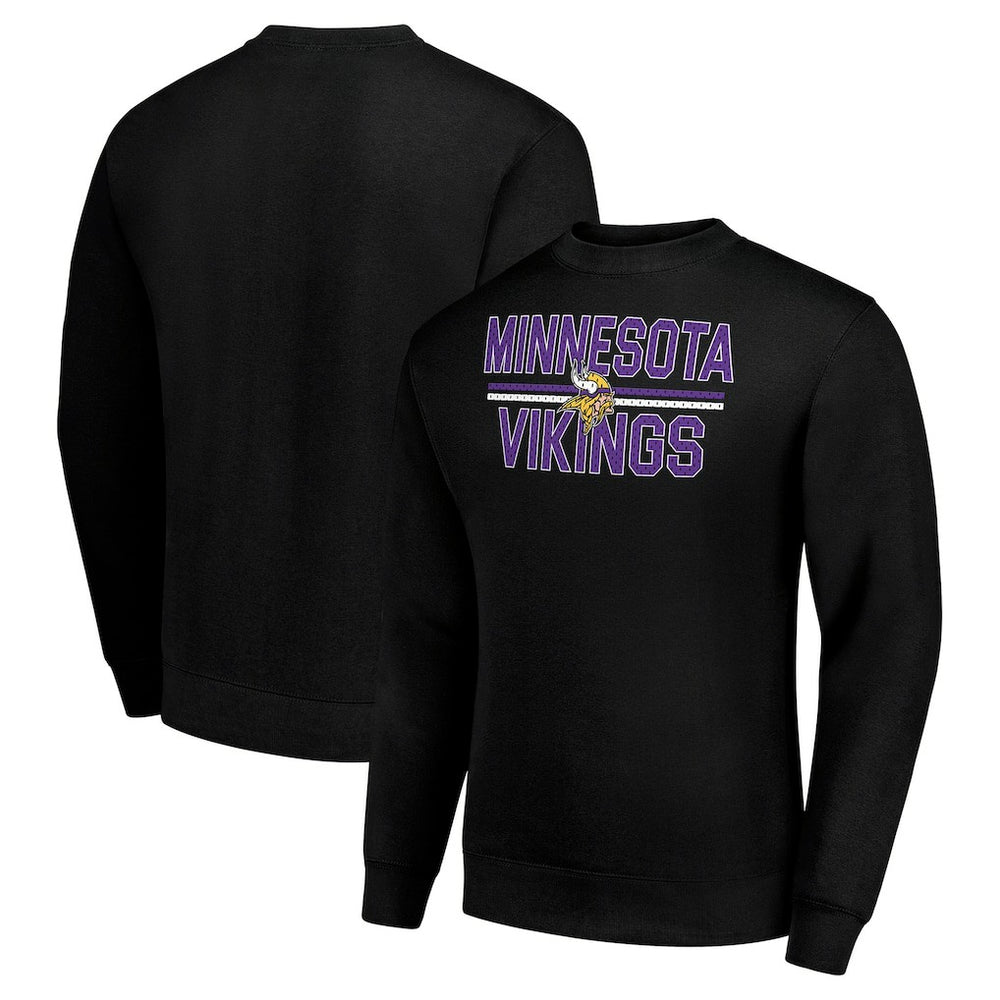 Minnesota Vikings Starter Team Mesh Print Graphic Pullover Sweatshirt - Black Pullover