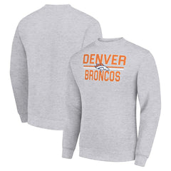 Denver Broncos Starter Team Mesh Print Graphic Pullover Sweatshirt - Heather Gray Pullover
