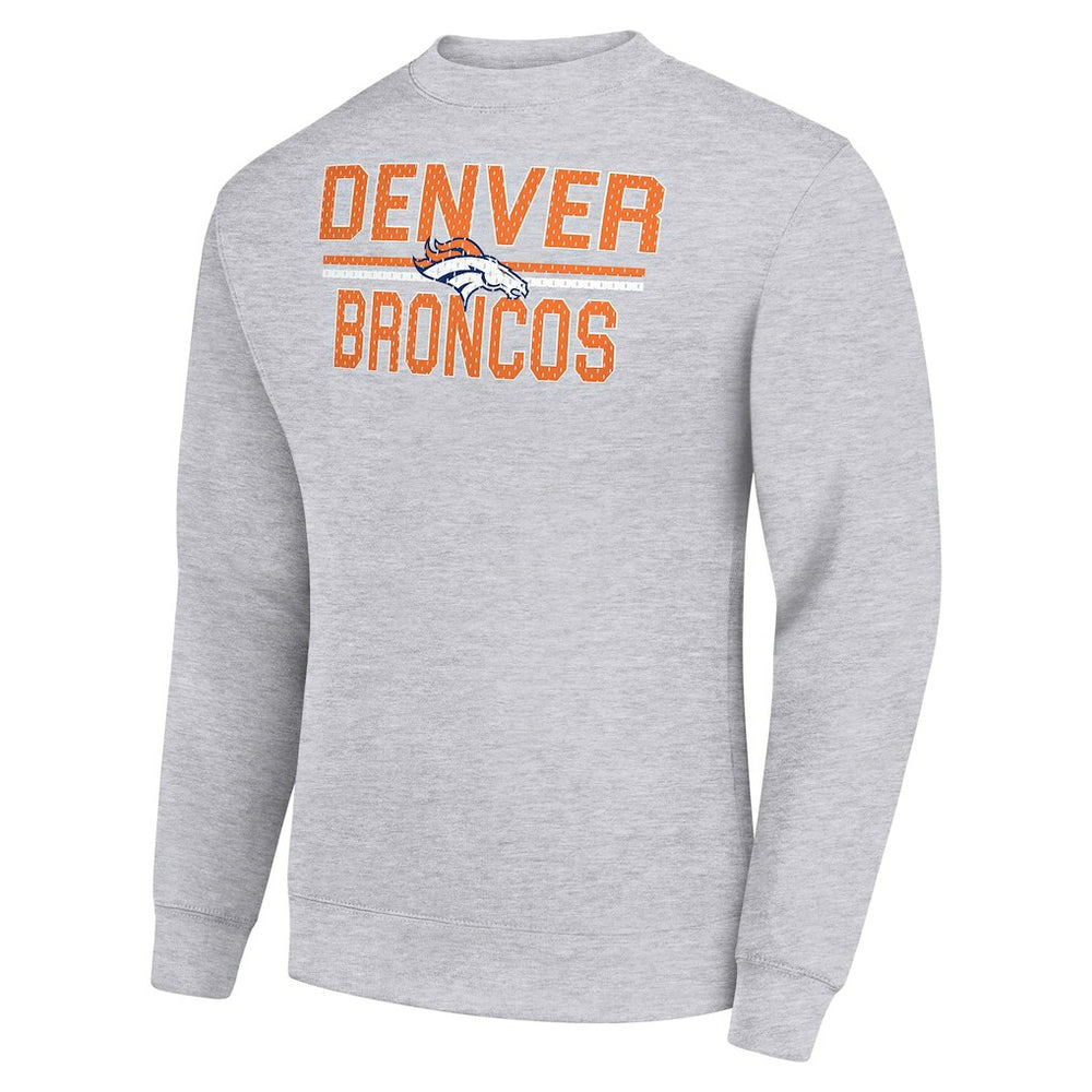 Denver Broncos Starter Team Mesh Print Graphic Pullover Sweatshirt - Heather Gray Pullover