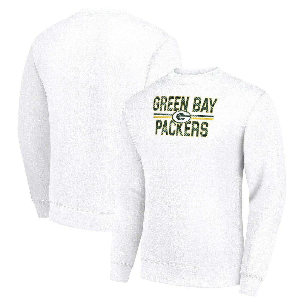 Green Bay Packers Starter Team Mesh Print Graphic Pullover Sweatshirt - White Pullover