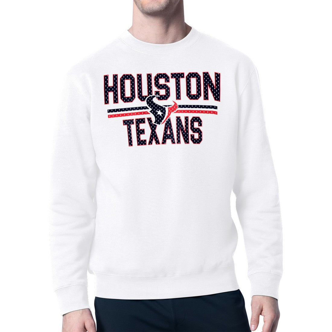 Houston Texans Starter Team Mesh Print Graphic Pullover Sweatshirt - White Pullover
