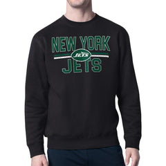 New York Jets Starter Team Mesh Print Graphic Pullover Sweatshirt - Black Pullover