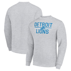 Detroit Lions Starter Team Mesh Print Graphic Pullover Sweatshirt - Heather Gray Pullover