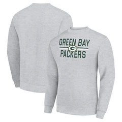 Green Bay Packers Starter Team Mesh Print Graphic Pullover Sweatshirt - Heather Gray Pullover