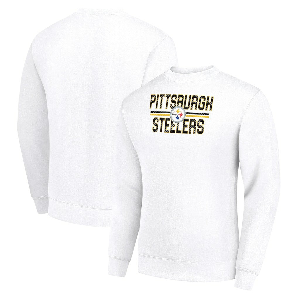 Pittsburgh Steelers Starter Team Mesh Print Graphic Pullover Sweatshirt - White Pullover