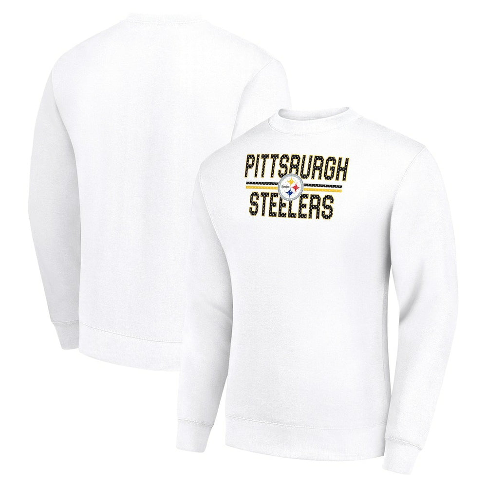Pittsburgh Steelers Starter Team Mesh Print Graphic Pullover Sweatshirt - White Pullover