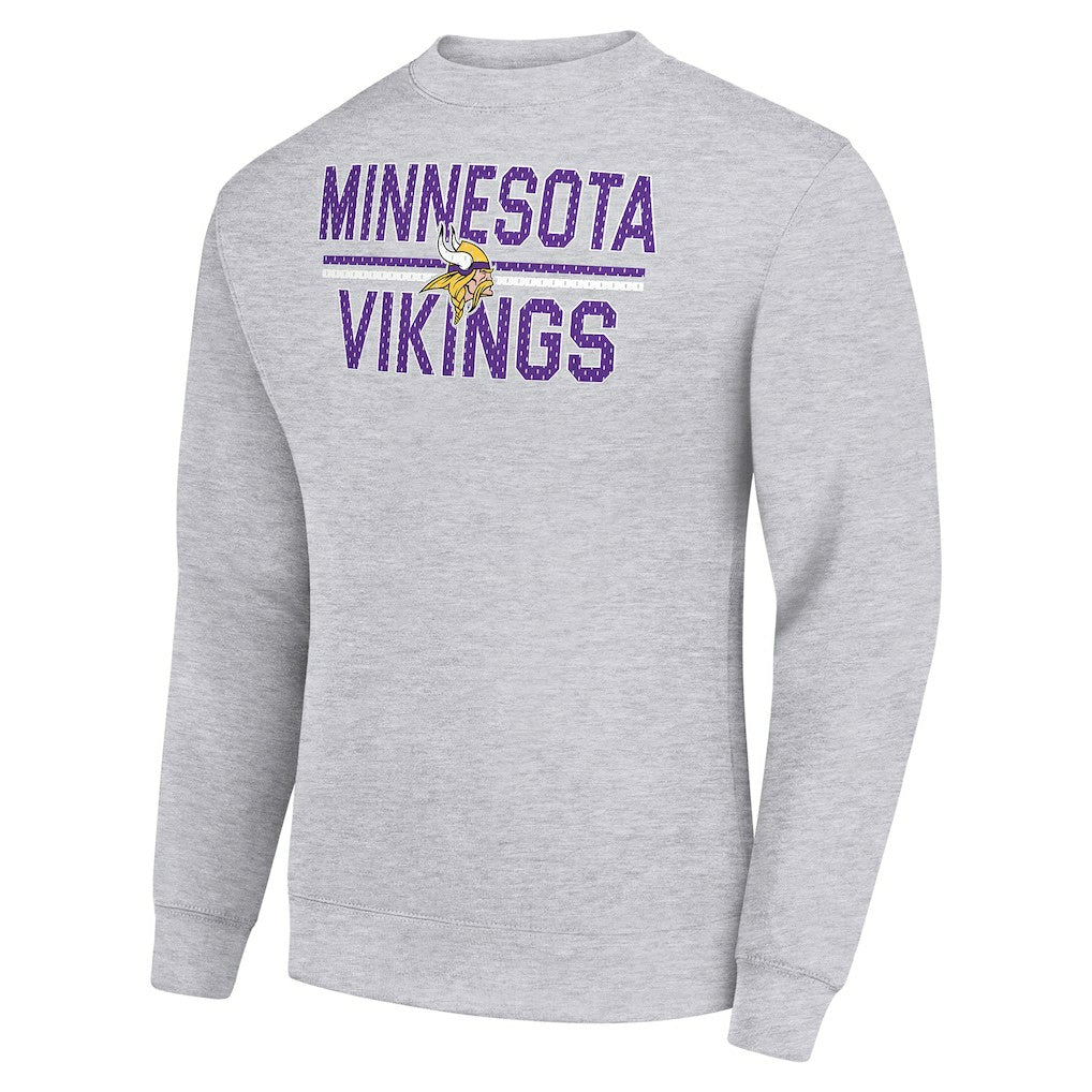 Minnesota Vikings Starter Team Mesh Print Graphic Pullover Sweatshirt - Heather Gray Pullover