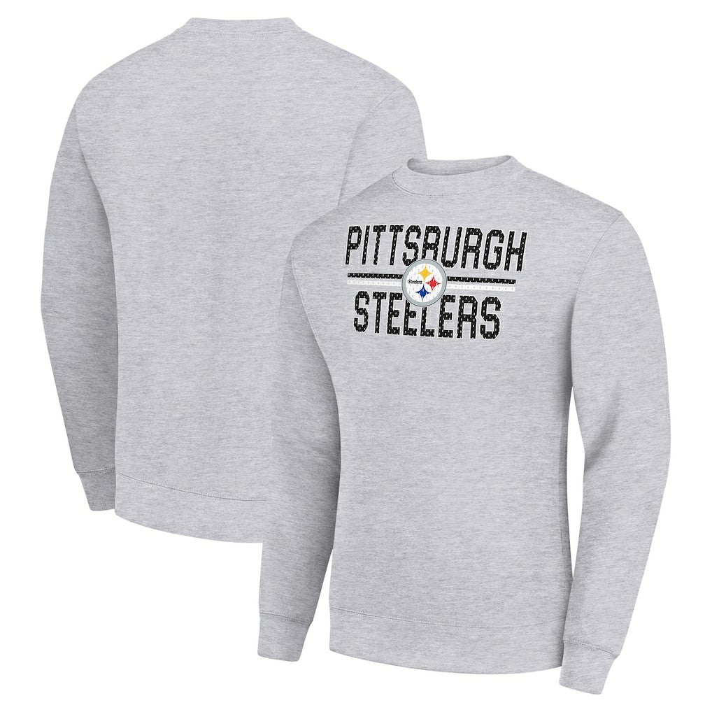 Pittsburgh Steelers Starter Team Mesh Print Graphic Pullover Sweatshirt - Heather Gray Pullover