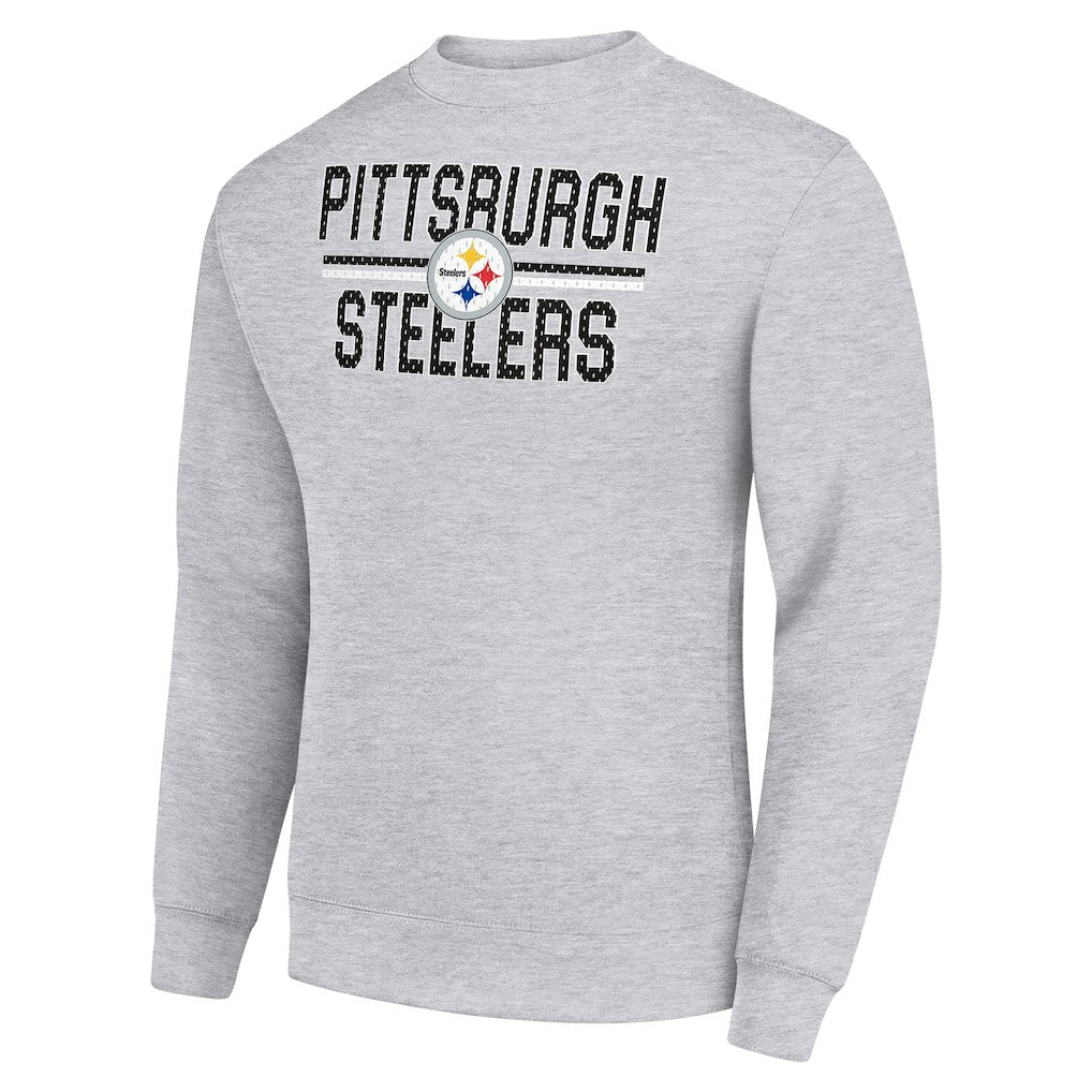 Pittsburgh Steelers Starter Team Mesh Print Graphic Pullover Sweatshirt - Heather Gray Pullover
