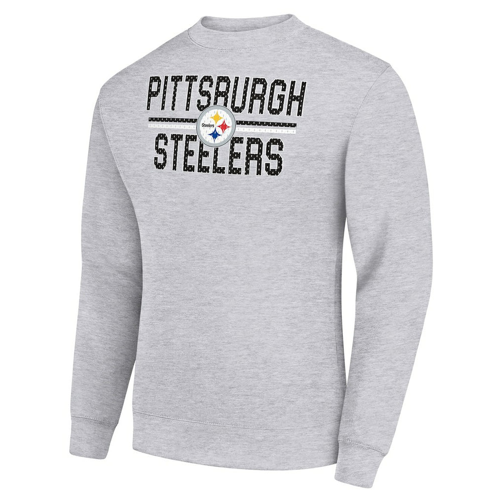 Pittsburgh Steelers Starter Team Mesh Print Graphic Pullover Sweatshirt - Heather Gray Pullover