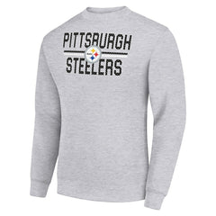 Pittsburgh Steelers Starter Team Mesh Print Graphic Pullover Sweatshirt - Heather Gray Pullover