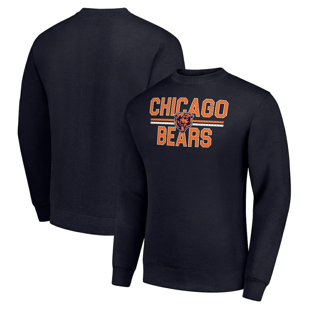 Chicago Bears Starter Team Mesh Print Graphic Pullover Sweatshirt - Navy Pullover