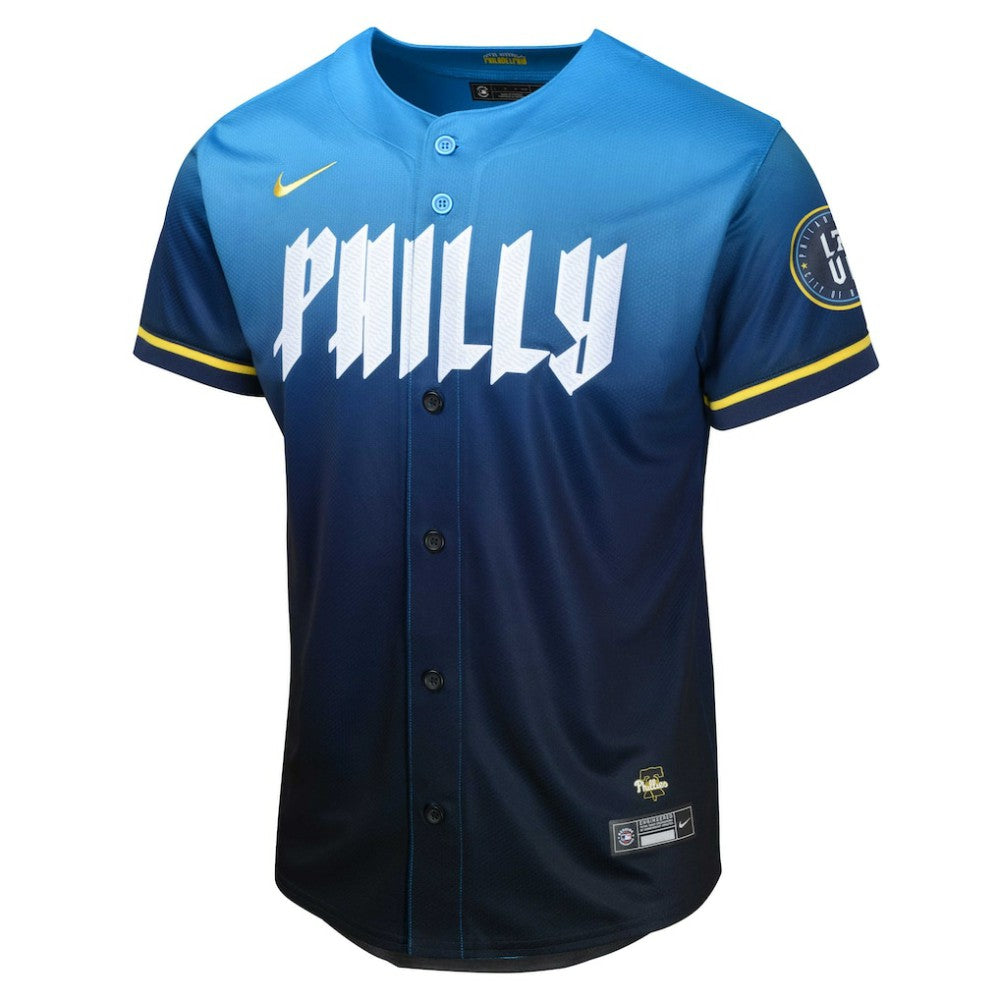 Zack Wheeler Philadelphia Phillies Nike Youth 2024 City Connect Limited Player Jersey - Blue Jerseys