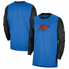 Oklahoma City Thunder 2024/25 City Edition Authentic Pregame Performance Long Sleeve Shooting T-Shirt Blue/Black - Nike