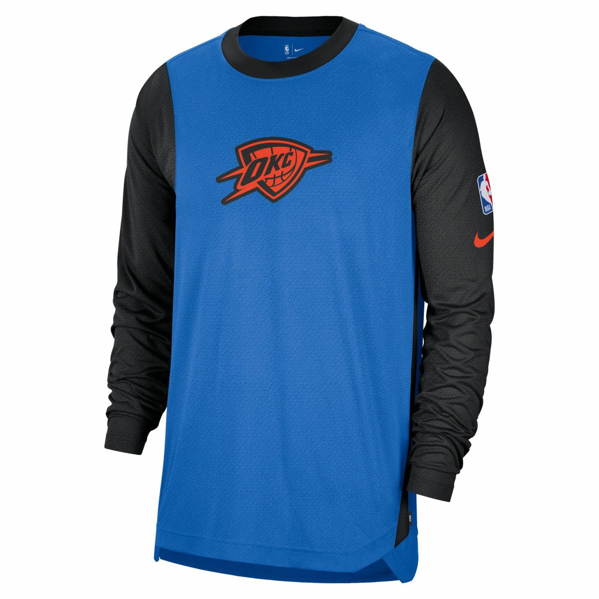 Oklahoma City Thunder 2024/25 City Edition Authentic Pregame Performance Long Sleeve Shooting T-Shirt Blue/Black - Nike