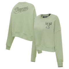 Texas Rangers Pro Standard Women's Neutral Oversized Boxy Cropped Pullover Sweatshirt - Green Pullover