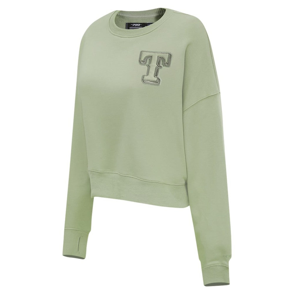 Texas Rangers Pro Standard Women's Neutral Oversized Boxy Cropped Pullover Sweatshirt - Green Pullover