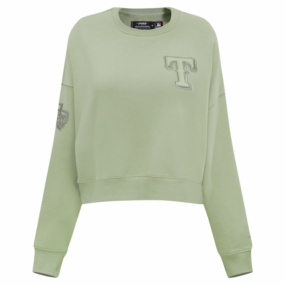 Texas Rangers Pro Standard Women's Neutral Oversized Boxy Cropped Pullover Sweatshirt - Green Pullover