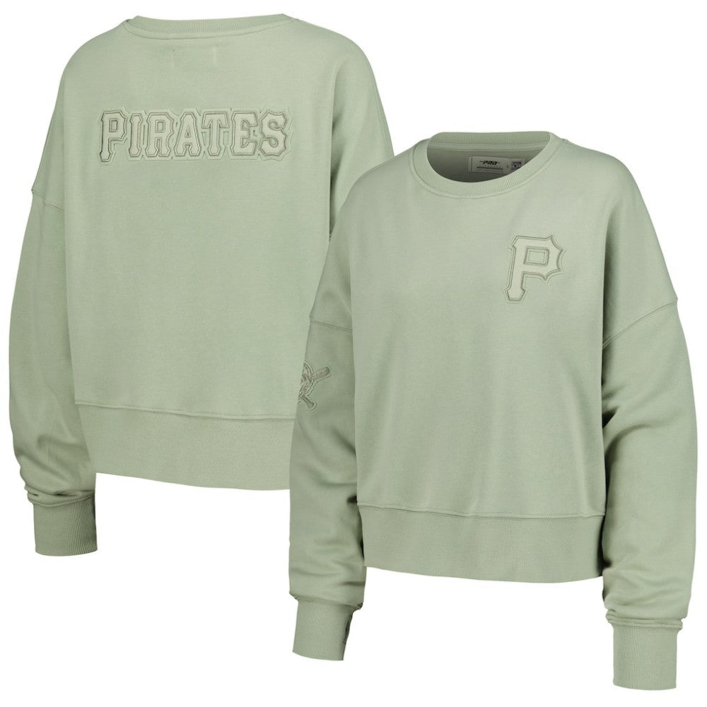 Pittsburgh Pirates Pro Standard Women's Neutral Oversized Boxy Cropped Pullover Sweatshirt - Green Pullover