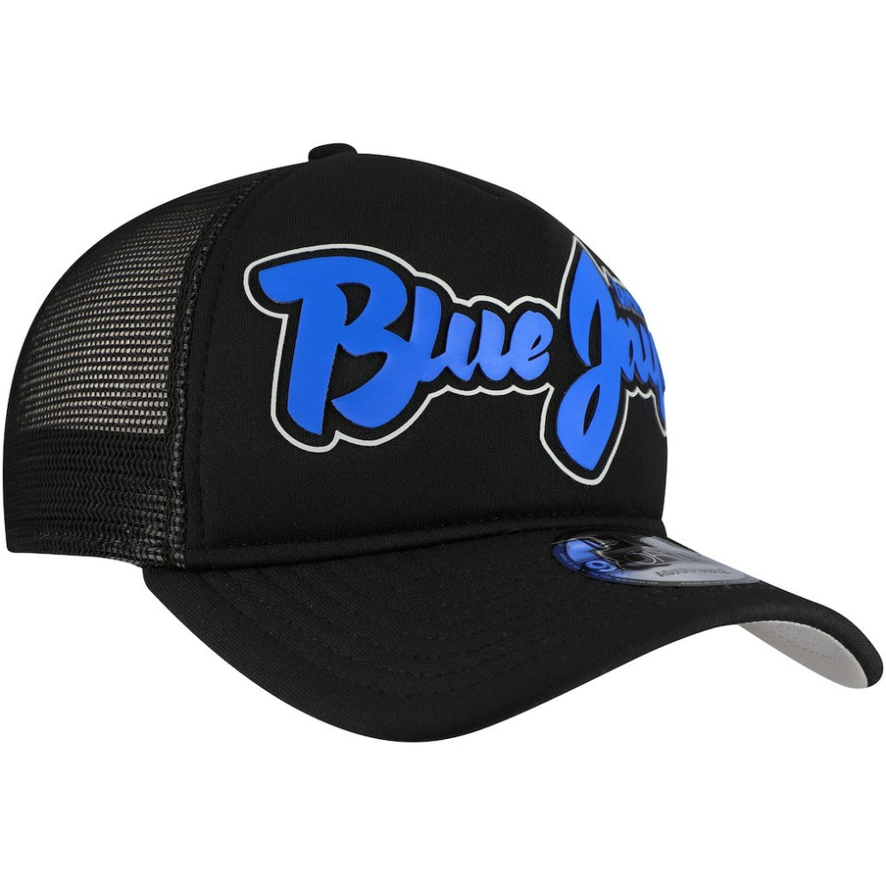 Toronto Blue Jays New Era Retro Bold A-Frame Trucker 9FORTY Adjustable Hat - Black Hats
