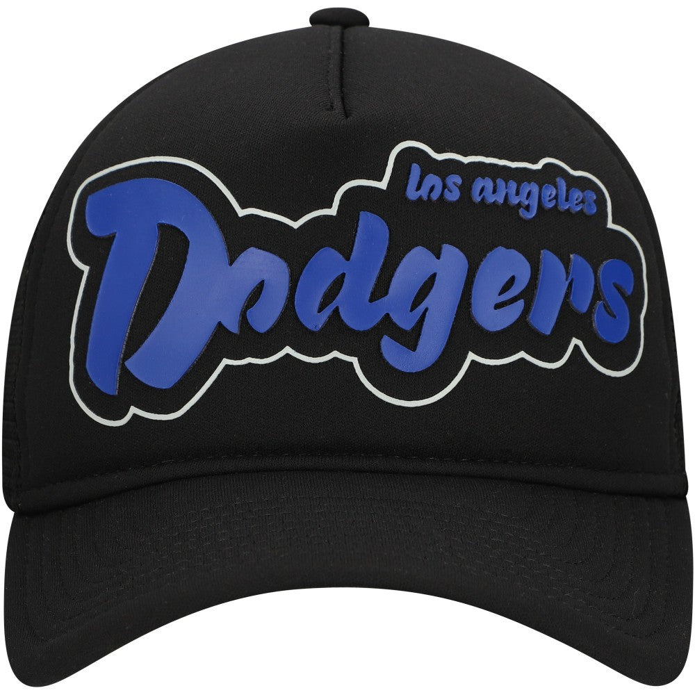 Los Angeles Dodgers New Era Retro Bold A-Frame Trucker 9FORTY Adjustable Hat - Black Hats