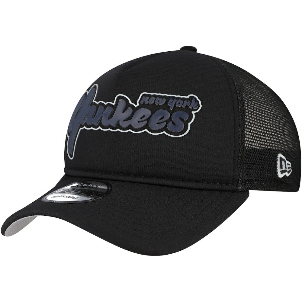New York Yankees New Era Retro Bold A-Frame Trucker 9FORTY Adjustable Hat - Black Hats