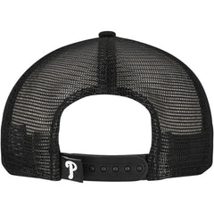 Philadelphia Phillies New Era Retro Bold A-Frame Trucker 9FORTY Adjustable Hat - Black Hats